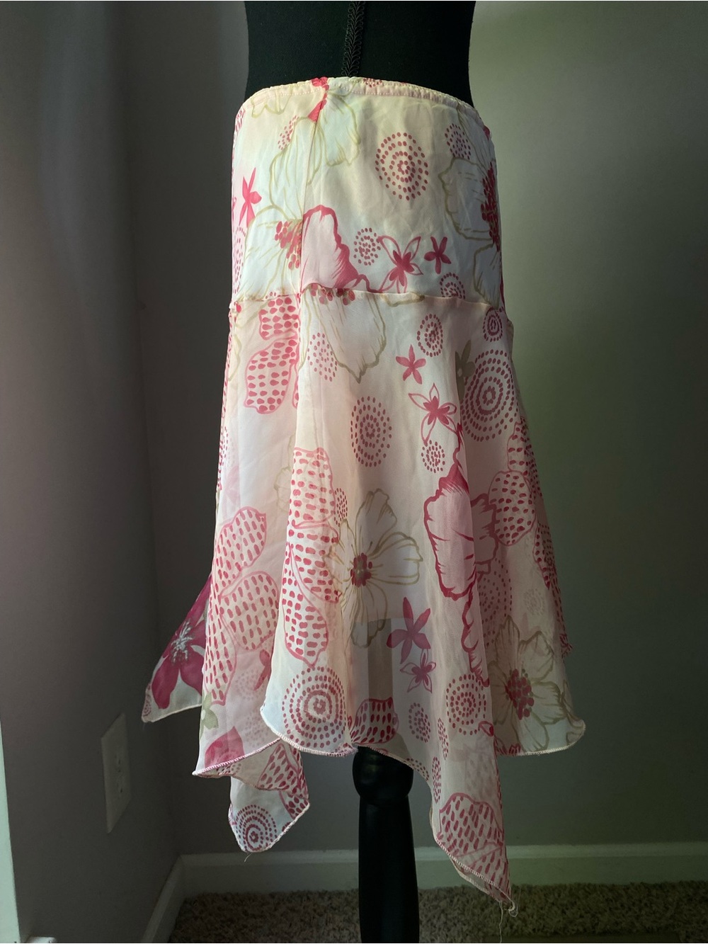 Exact Change Vintage Whimsy Fairycore Asymmetrical Floral large Y2K mini skirt - Picture 5 of 7